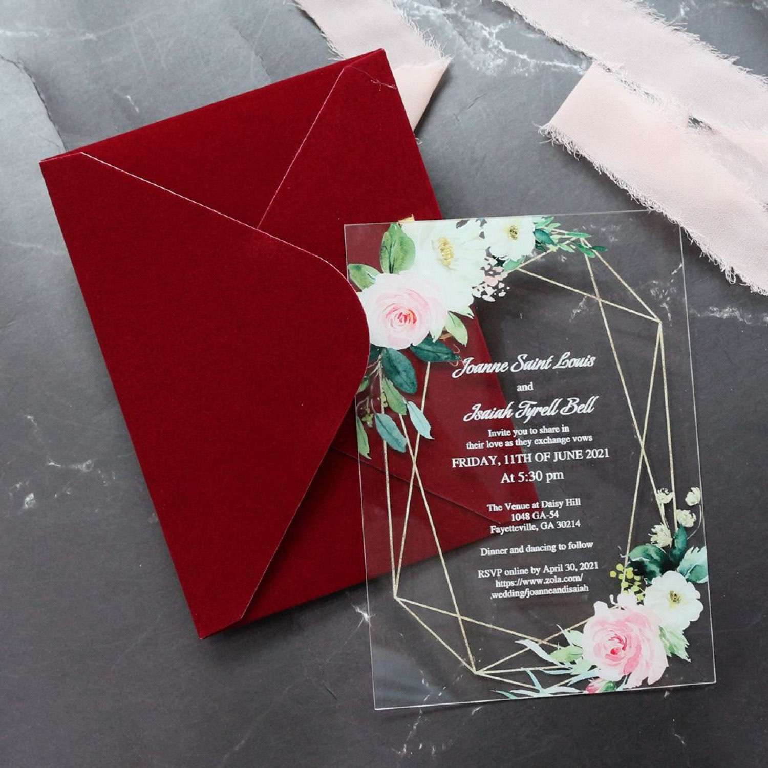 Wedding Invitation Card UV Printing Acrylic Invitation Card Personalized Custom
